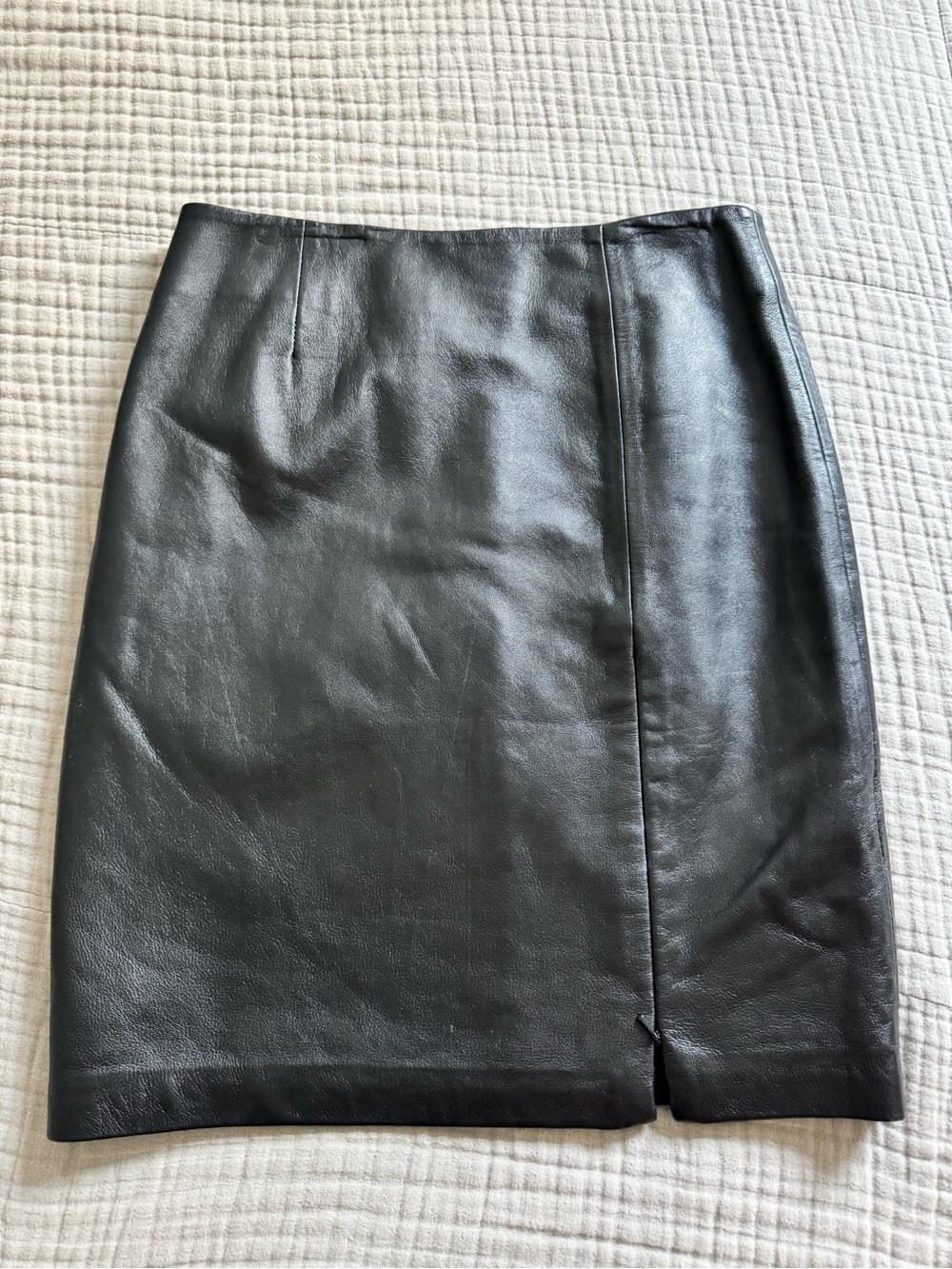 Vintage Black Leather Pencil Skirt
